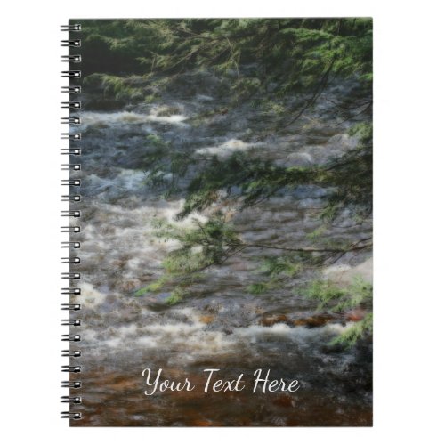 Pine Tree Branches Over Rapids In Stream Orton  Notebook