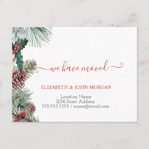 Pine Tree Branches,Pine Cones We Have Moved Announcement Postcard