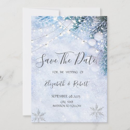 Pine Tree BranchesSnow String LightsSave The Date Save The Date