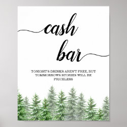 Pine Tree Calligraphy Cash Bar Sign