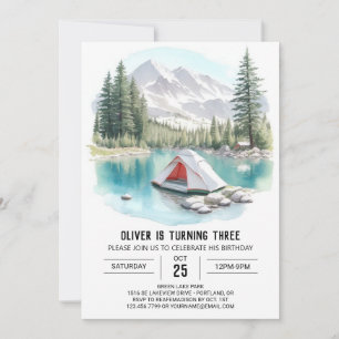 Pine Tree Campout Expedition Birthday Invitation