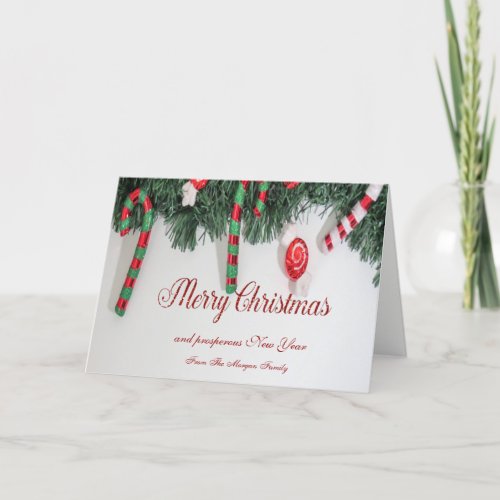 Pine Tree Candy Cane Holiday Card