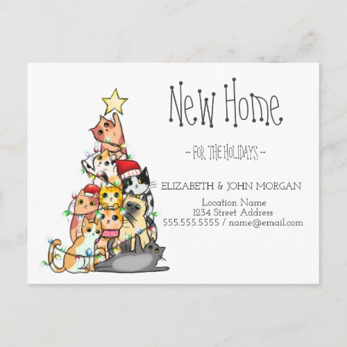 Pine Tree Cats New Address Announcement Postcard