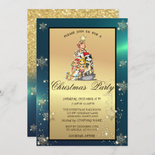 Pine Tree,Cats,Snowflakes Company Party Invitation