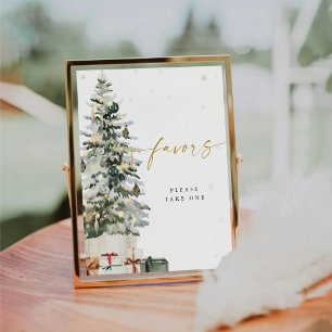 Pine Tree Christmas Favors Sign