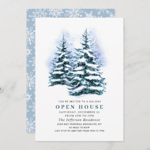 Pine Tree Christmas Holiday Open House Invitation