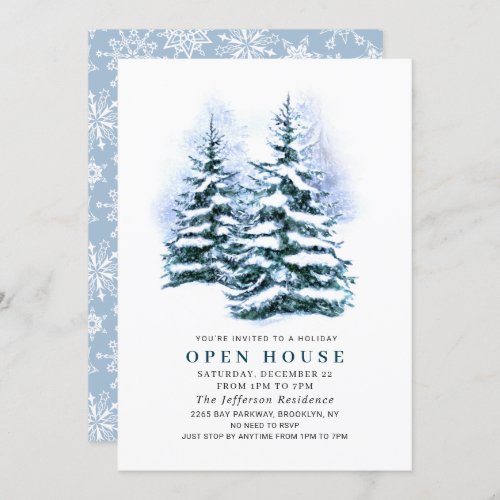Pine Tree Christmas Holiday Open House Invitation