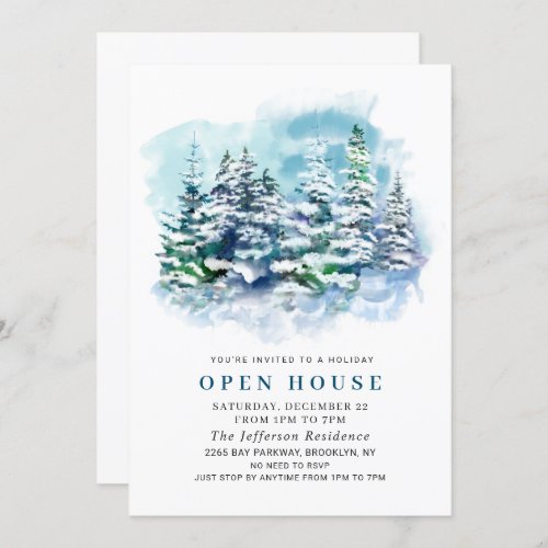 Pine Tree Christmas Holiday Open House Invitation