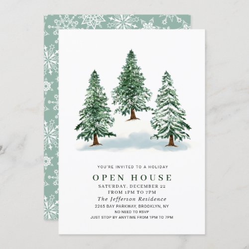 Pine Tree Christmas Holiday Open House Invitation