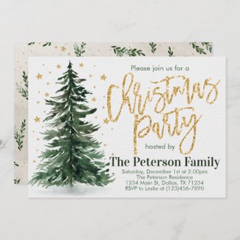 Pine Tree Christmas Holiday Party Invitation by PerfectPrintableCo at Zazzle