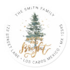 Pine Tree Christmas Merry & Bright Return Address