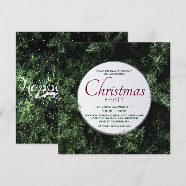 Pine Tree Christmas Party Invitation (Front/Back)