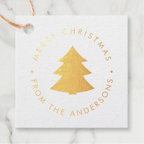 Pine Tree Christmas Photo Foil Favor Tags