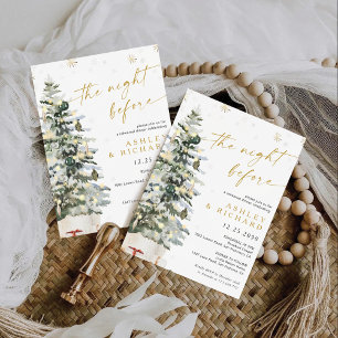 Pine Tree Christmas Rehearsal Dinner Invitation