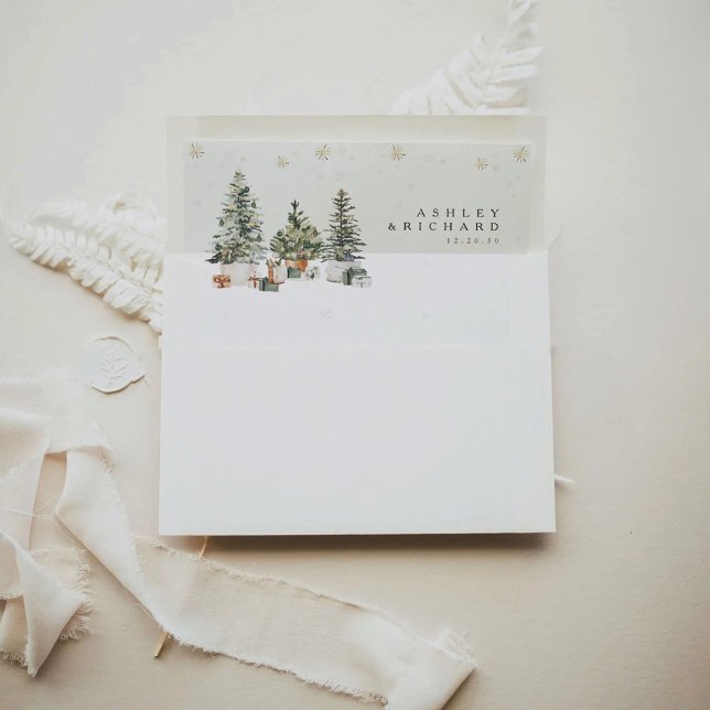 Pine Tree Christmas Wedding Envelope Liner (Creator Uploaded)