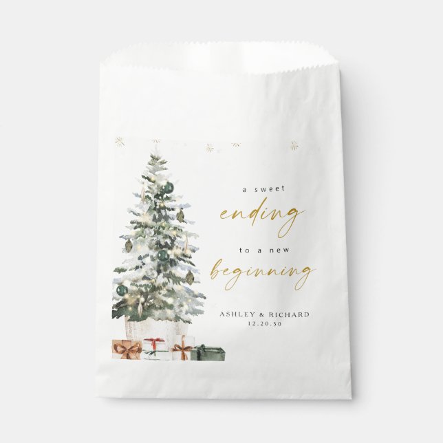 Pine Tree Christmas Wedding Favor Bag (Front)
