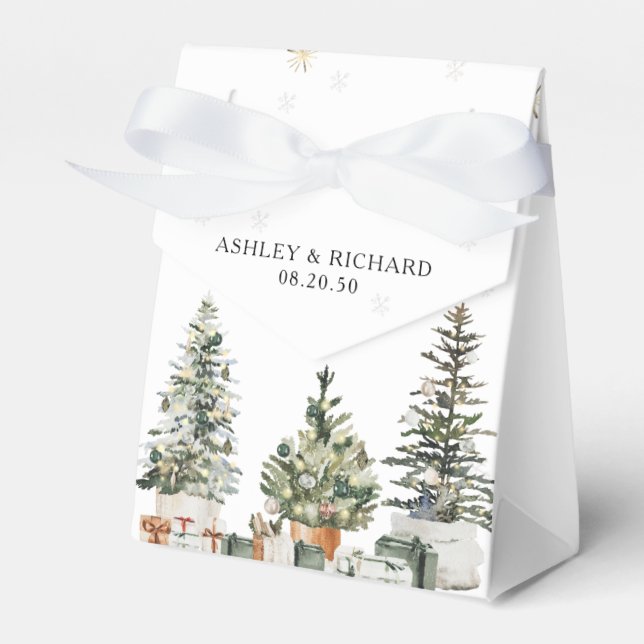 Pine Tree Christmas Wedding Favor Box (Front Side)