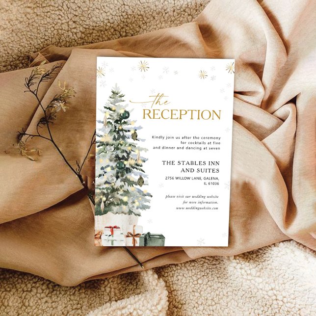 Pine Tree Christmas Wedding Reception Enclosure Card (Creator Uploaded)