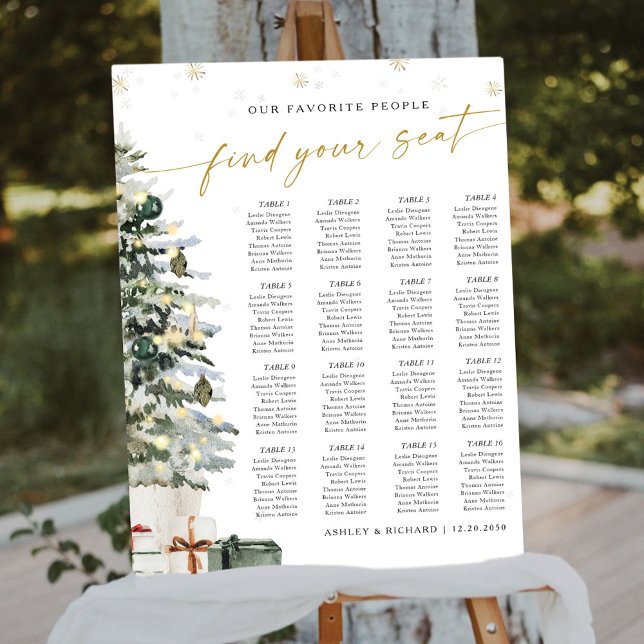 Pine Tree Christmas Wedding Seating Chart Foam Board (Creator Uploaded)