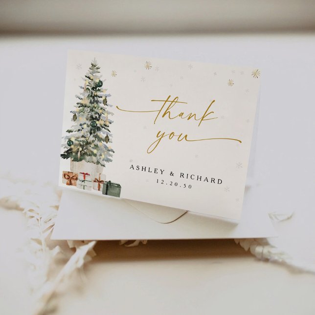 Pine Tree Christmas Wedding Thank You Card (Creator Uploaded)