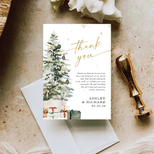Pine Tree Christmas Wedding Thank You Card