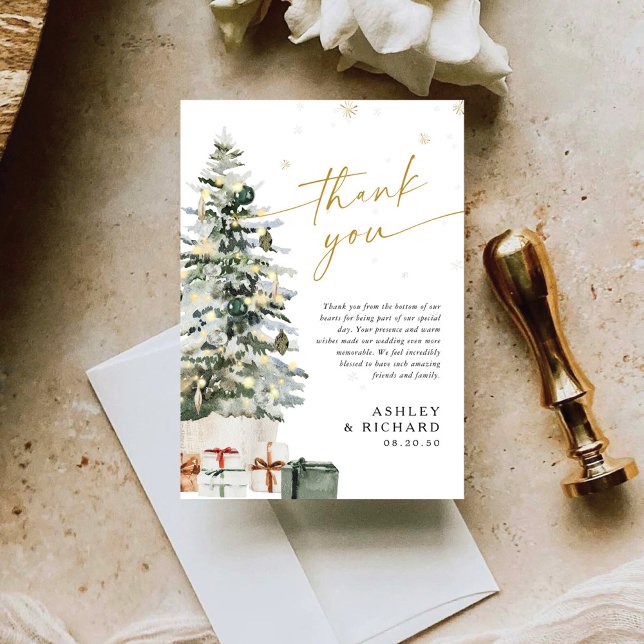 Pine Tree Christmas Wedding Thank You Card (Creator Uploaded)