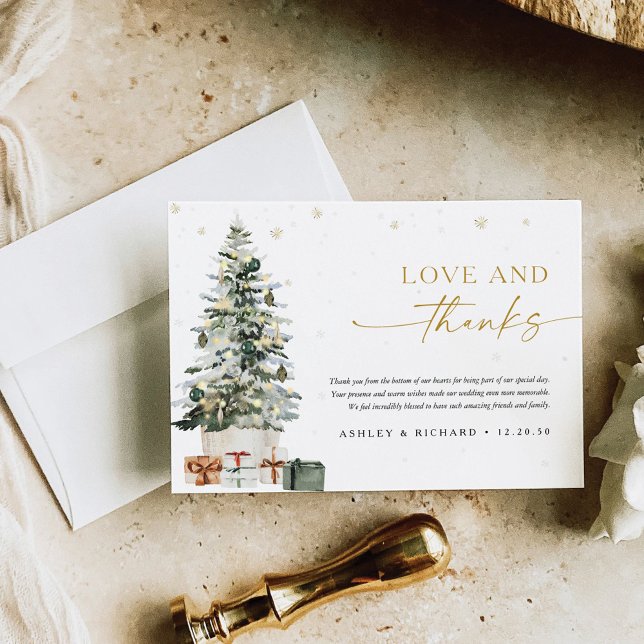 Pine Tree Christmas Wedding Thank You Card (Creator Uploaded)