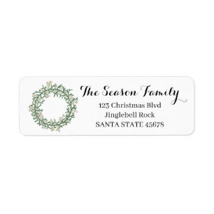 Pine tree Christmas wreath Label