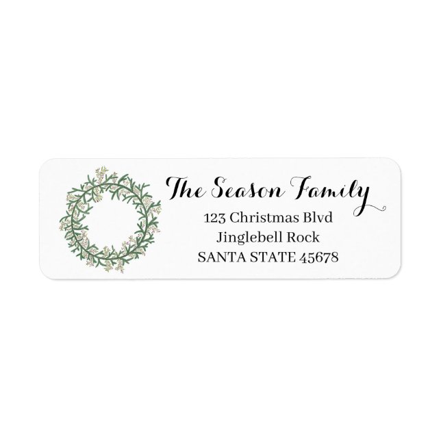 Pine tree Christmas wreath Label (Front)