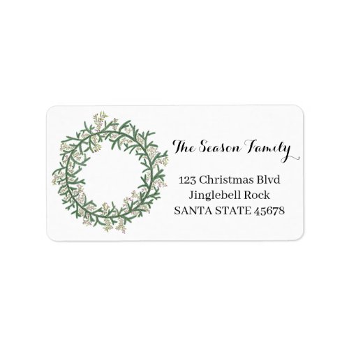Pine tree Christmas wreath Label