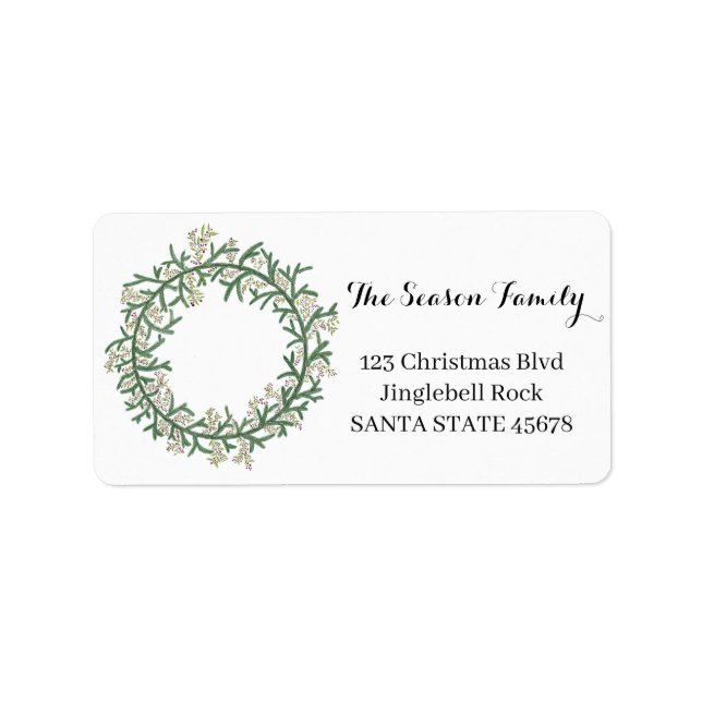Pine tree Christmas wreath Label (Front)