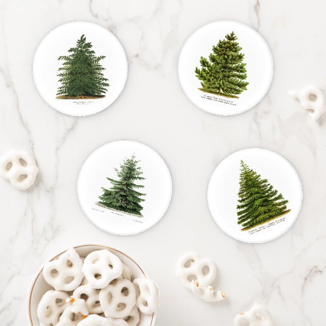 Pine Tree Coaster Set Christmas Holiday Gift Decor (In Situ)