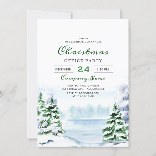  Pine Tree Corporate Christmas Holiday Party Invitation