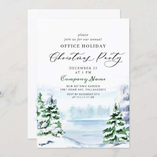  Pine Tree Corporate Christmas Holiday Party Invitation