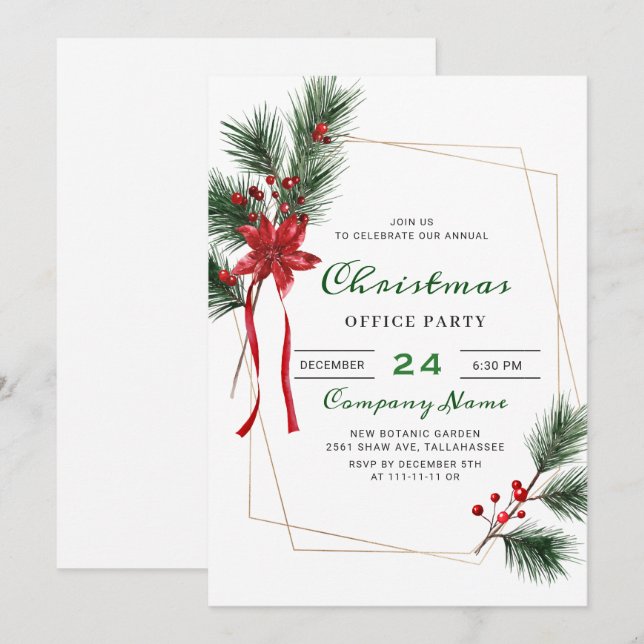  Pine Tree Corporate Christmas Holiday Party Invitation (Front/Back)