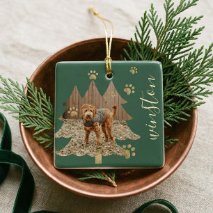 Pine Tree Custom Pet Photo Pet Name Keepsake Gift Ceramic Ornament