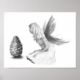 Pine Tree Fairy with Pine Cone Poster