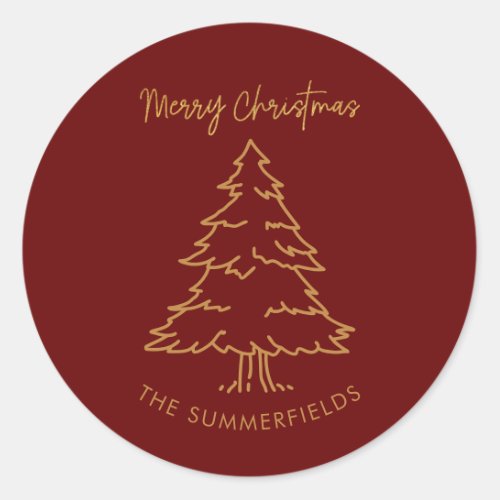 Pine Tree Family Name Christmas Holidays Classic Round Sticker