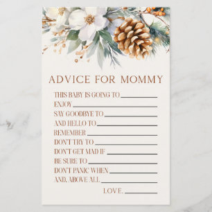 Pine Tree Floral Advice Baby Shower Game Activity