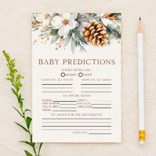 Pine Tree Floral Baby Shower Predictions Game