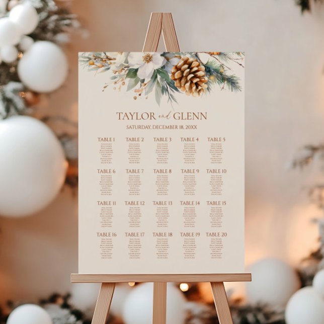 Pine Tree Floral Large Wedding Seating Chart Foam Board (Creator Uploaded)