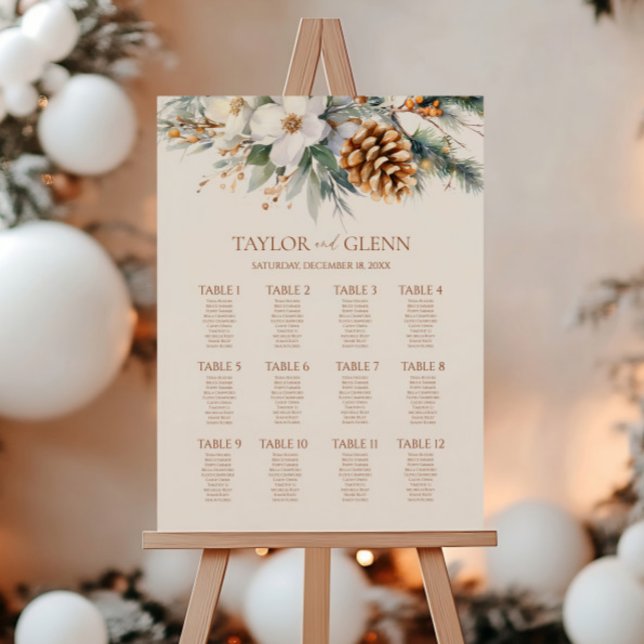 Pine Tree Floral Medium Wedding Seating Chart Foam Board (Creator Uploaded)