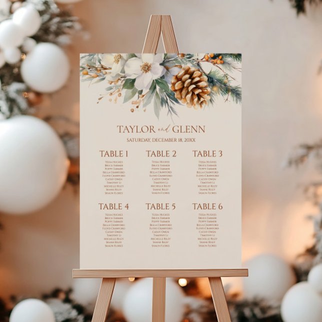 Pine Tree Floral Small Wedding Seating Chart Foam Board (Creator Uploaded)