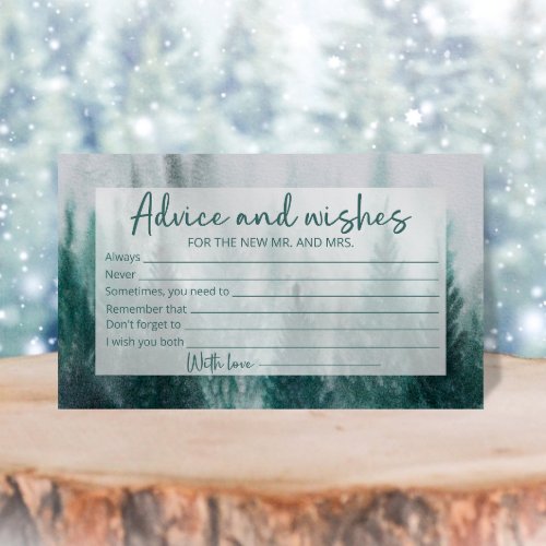 Pine Tree Forest Advice and Wishes Bridal Shower Enclosure Card