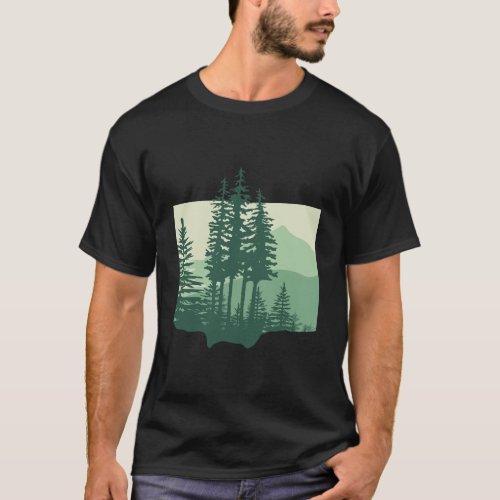 Pine Tree Forest And Mountains T_Shirt