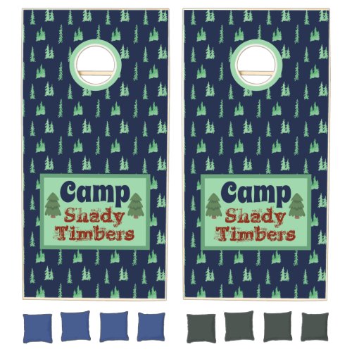 Pine Tree Forest Camp or Family Personalized Name  Cornhole Set