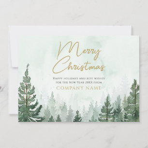 Pine Tree Forest Christmas Corporate Business Logo Holiday Card