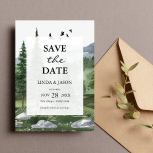 Pine Tree Forest Custom Wedding Save The Date Card