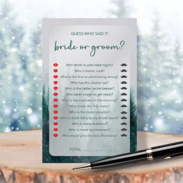 Pine Tree Forest Green Bridal Shower Game (Creator Uploaded)
