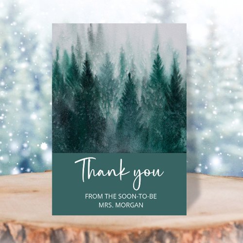 Pine Tree Forest Green Bridal Shower thank you Card